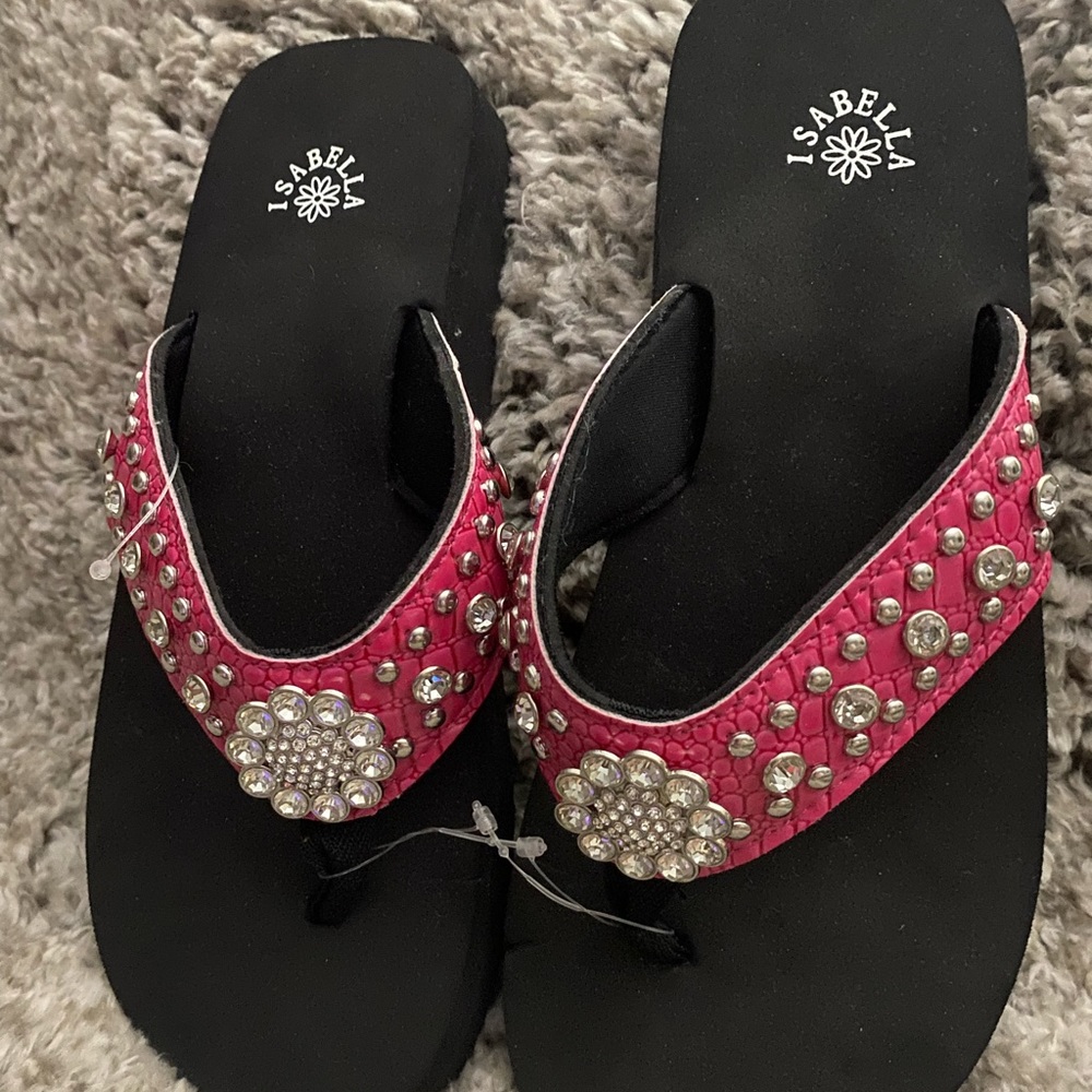 New never worn Rhinestone Flops